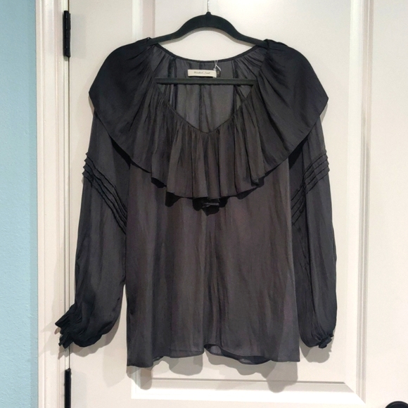Women Mustard Long Sleeves Gathered Or Pleated Top